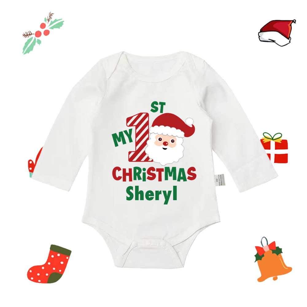 Personalized Baby Merry Christmas White Ropmer | CWBaby104