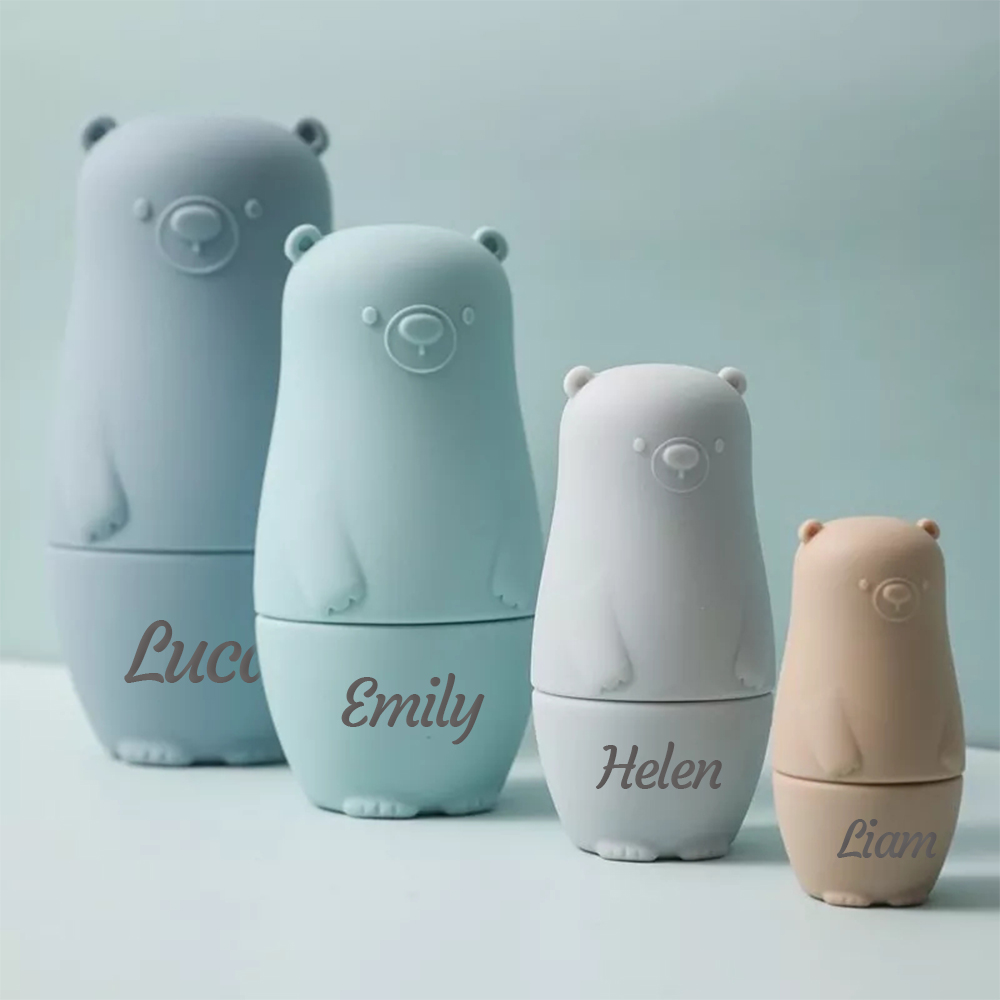 Personalized Silicone BPA Free Stacking Bears Matryoshka Toy | CWToy102