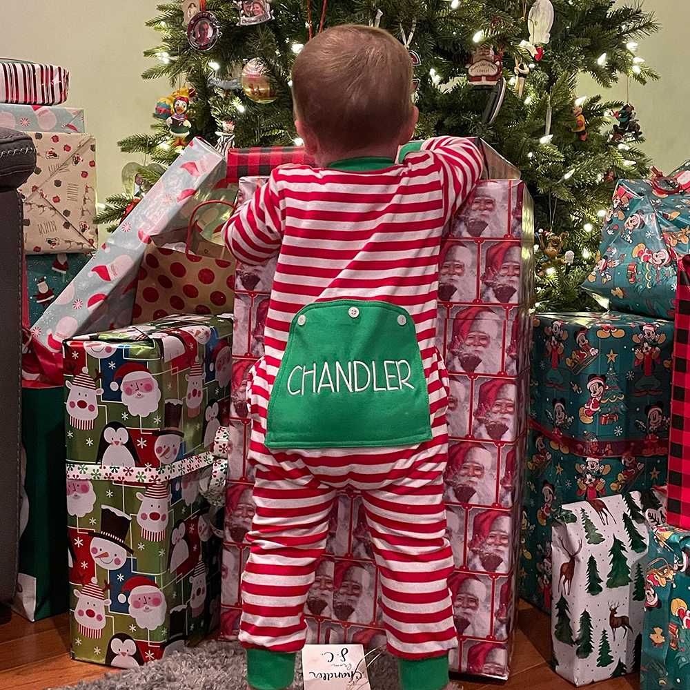 Personalized Embroidery Baby Butt Flap Christmas Pajamas | CWBaby112