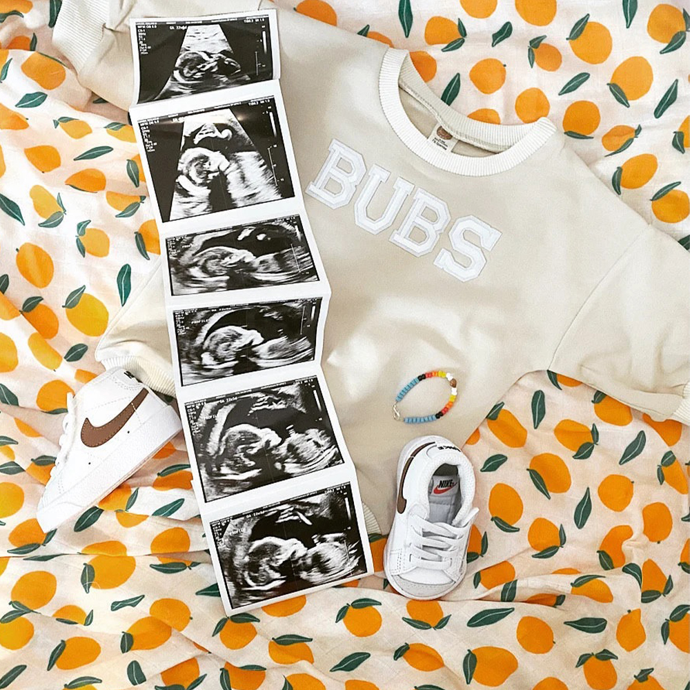 Personalized Letter Patch Neutral Baby Sweatshirt Romper | CWBaby114