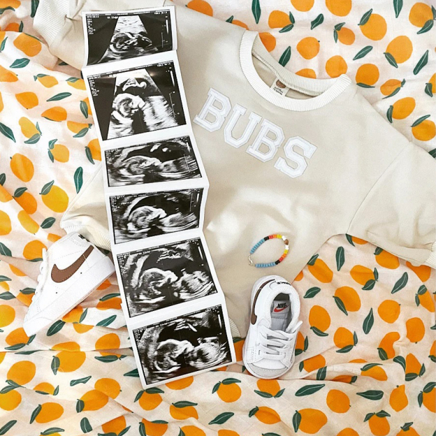 Personalized Letter Patch Neutral Baby Sweatshirt Romper | CWBaby114