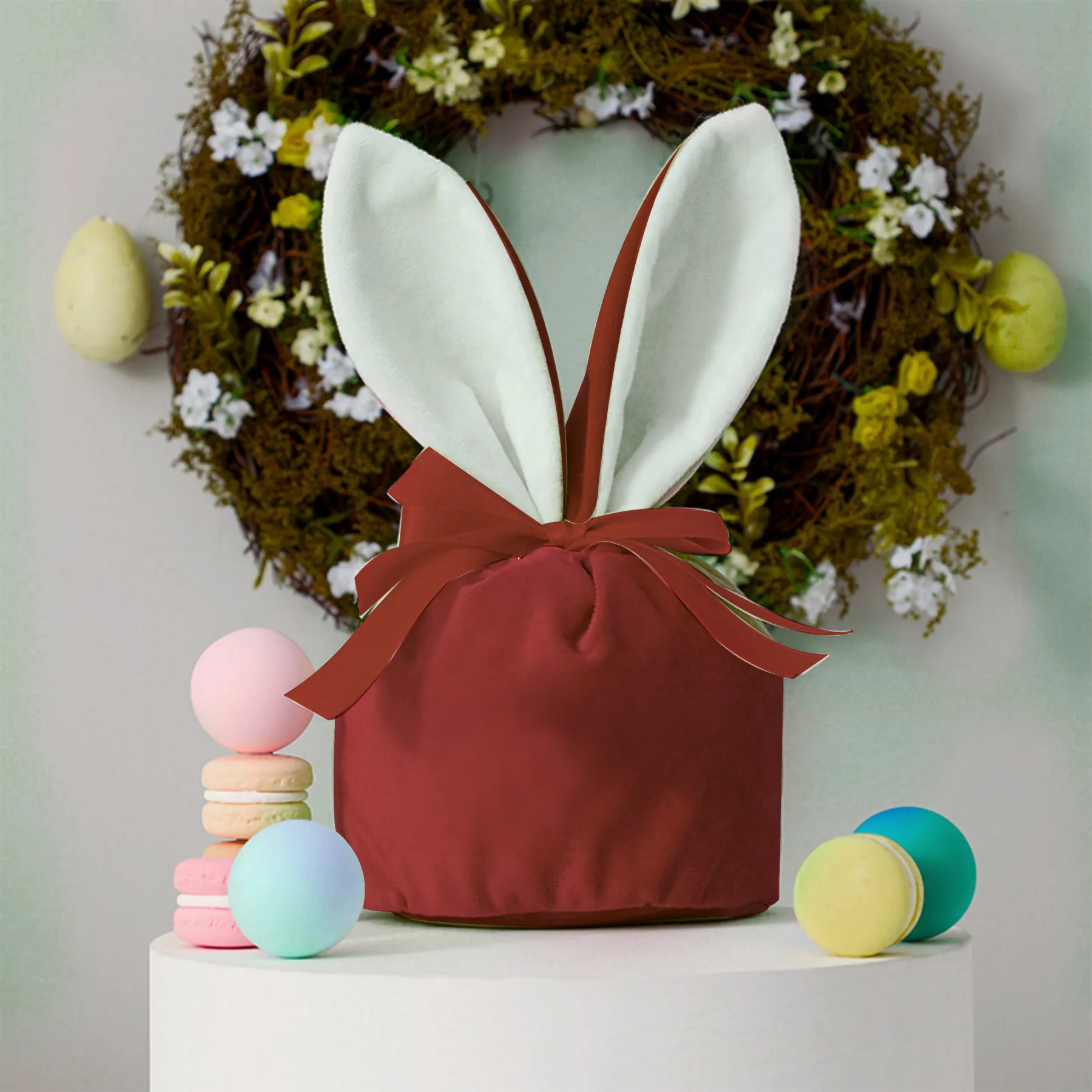 Personalized Foil Stamped Name Easter Bunny Velvet Basket | CWEaster33