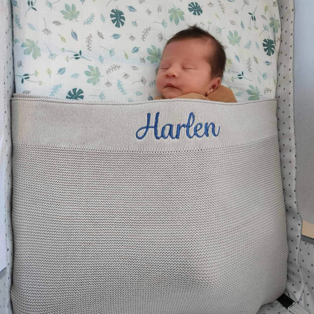 Personalized Embroidered Knit Blanket for Comfort & Unique | CWBaby30
