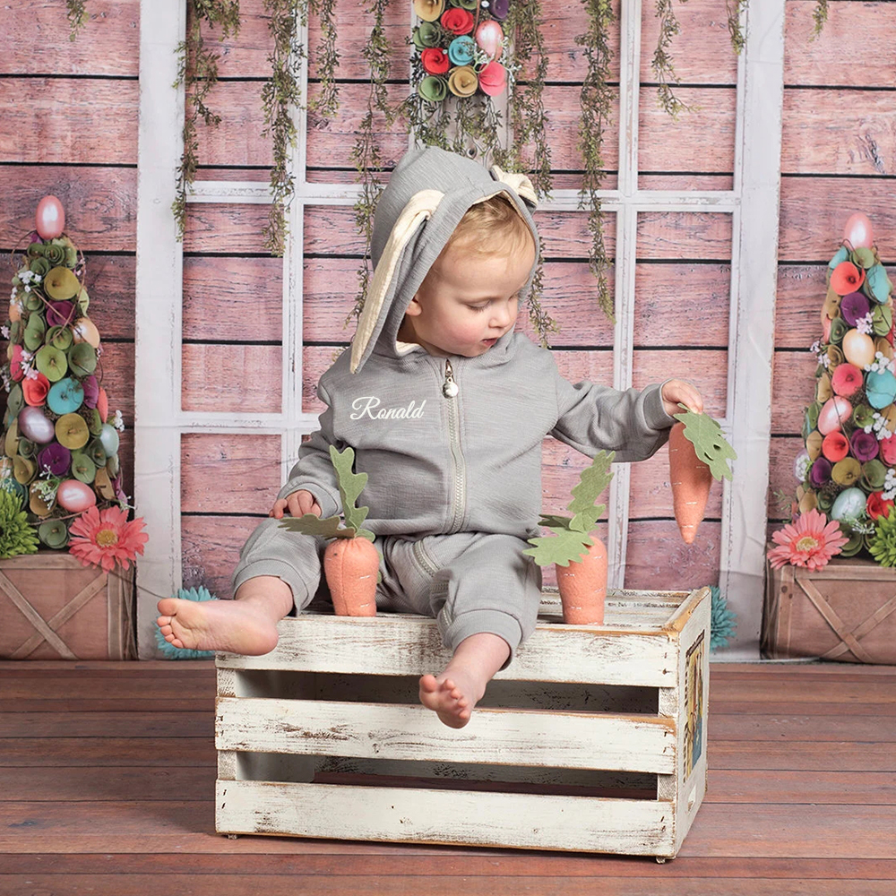 Personalized Easter Baby Bunny Ears Romper | CWbaby4001