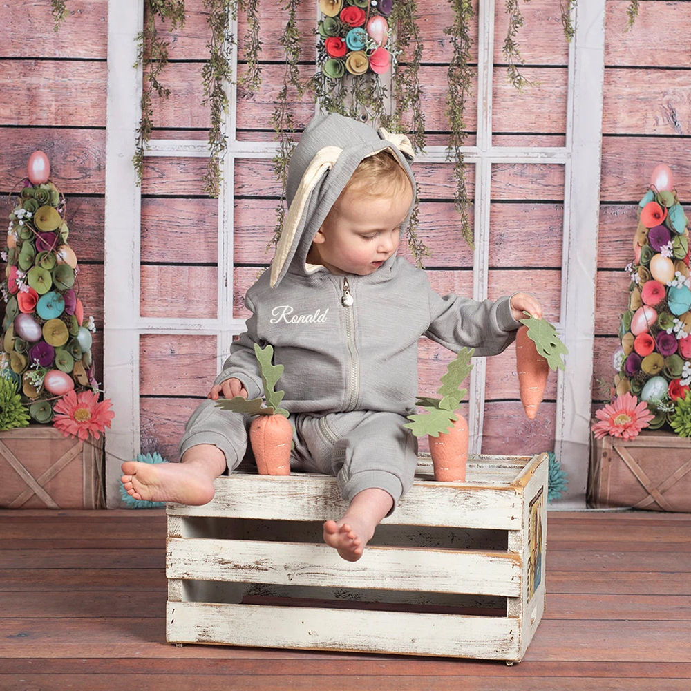 Personalized Easter Baby Bunny Ears Romper | CWbaby4001