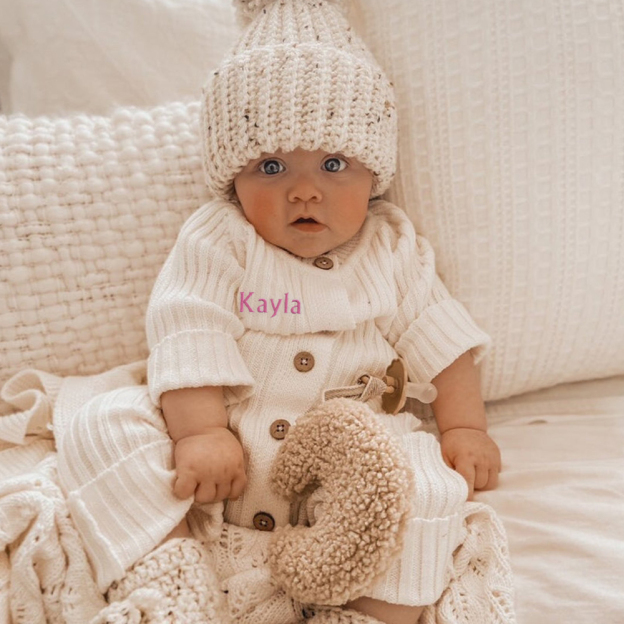 Personalised Baby Milk Ribbed Knit Bodysuit | CWBaby148