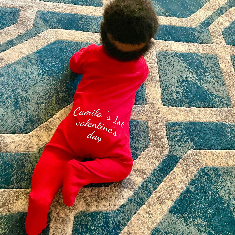 Personalized Baby First Valentine Cozy Soft Long Sleeve Romper | MCGift9001