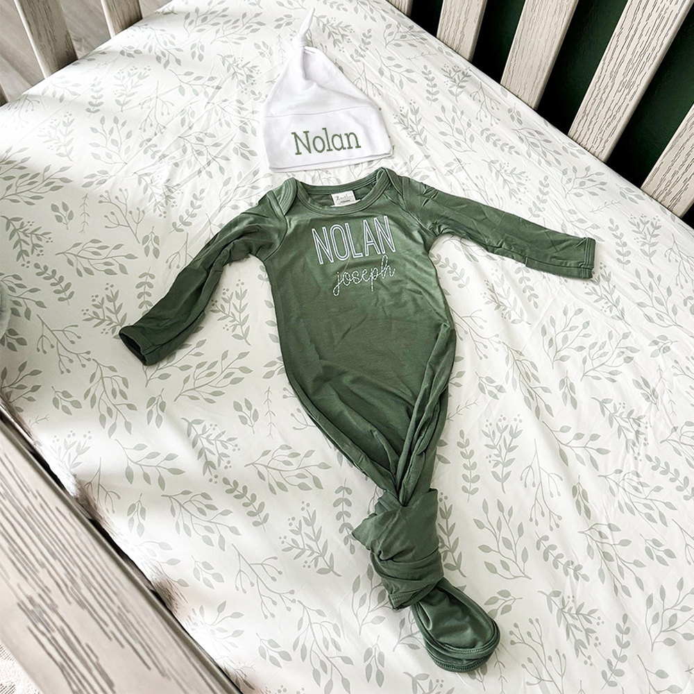 Personalized Cozy Newborn Bamboo Knotted Gown | CWbaby174