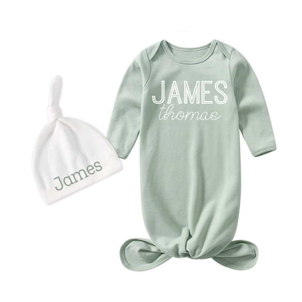 Personalized Cozy Newborn Bamboo Knotted Gown | CWbaby174