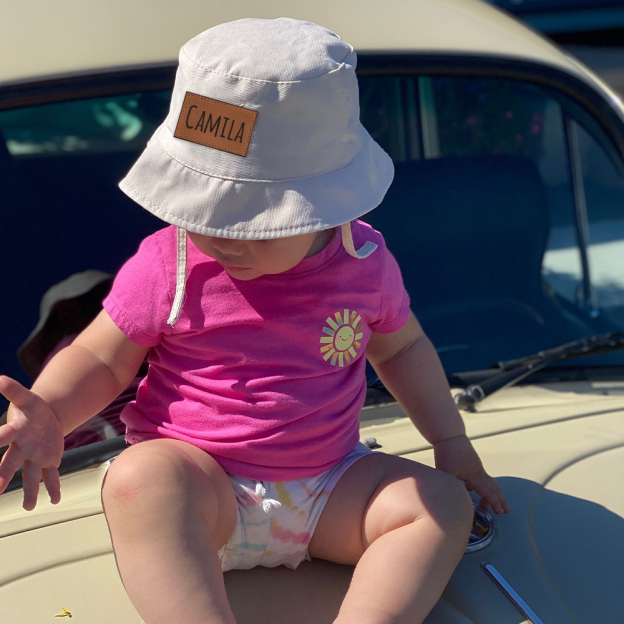 Personalized Kid Leather Patch Bucket Sunbonnet for Comfort & Unique | CWBeach157
