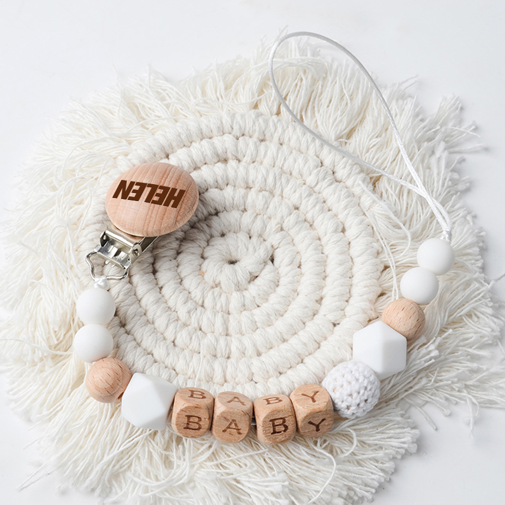 Personalized Baby Pacifier Crochet Bead Clip | CWBaby112
