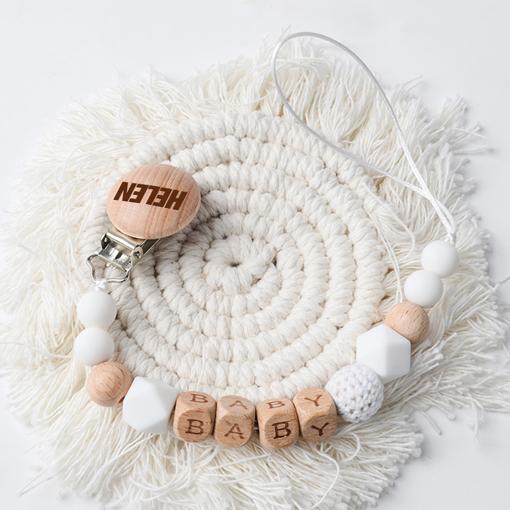 Personalized Baby Pacifier Crochet Bead Clip | CWBaby112