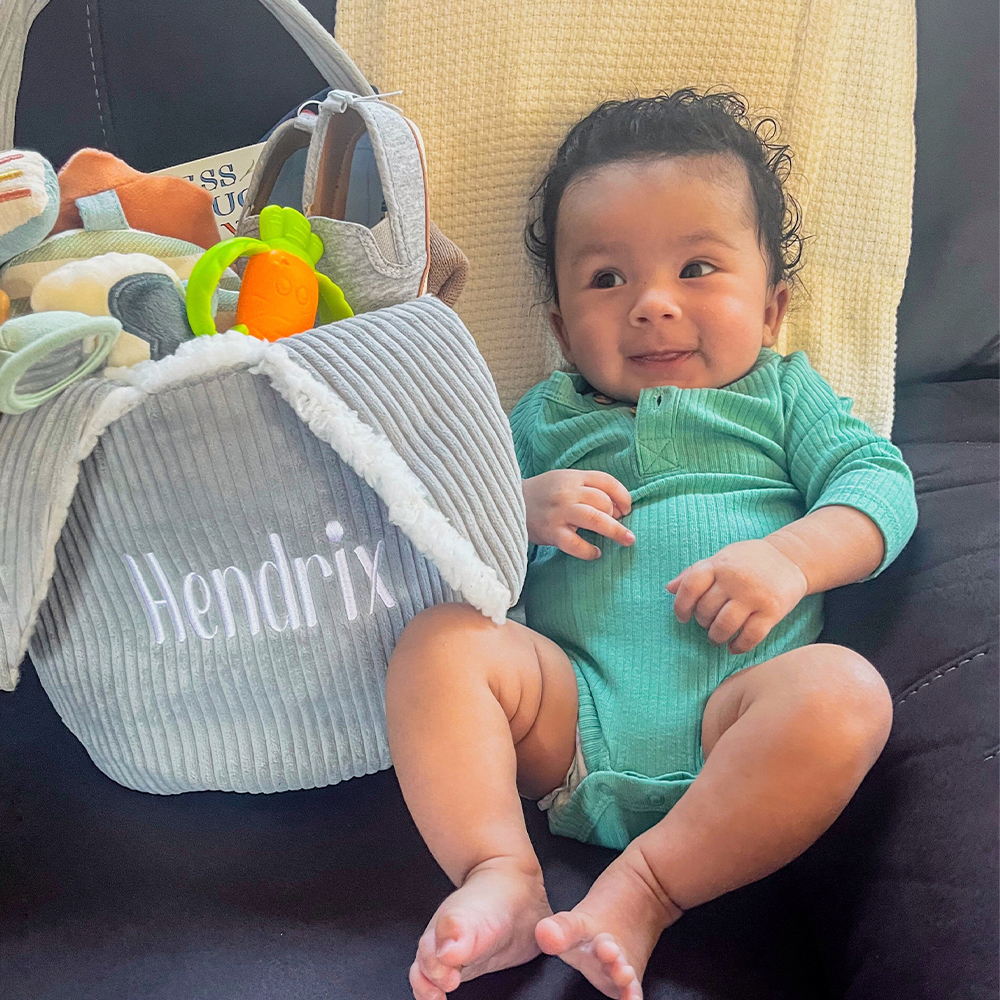 Personalized Embroidered Corduroy Easter Bunny Basket | CWEaster43