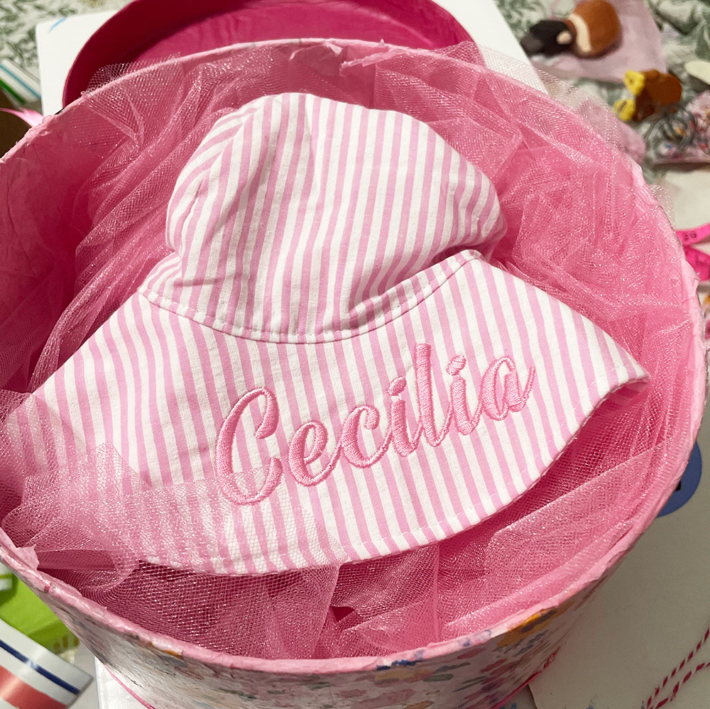Personalized Embroidery Seersucker Sun Protection Hat | CWBeach161