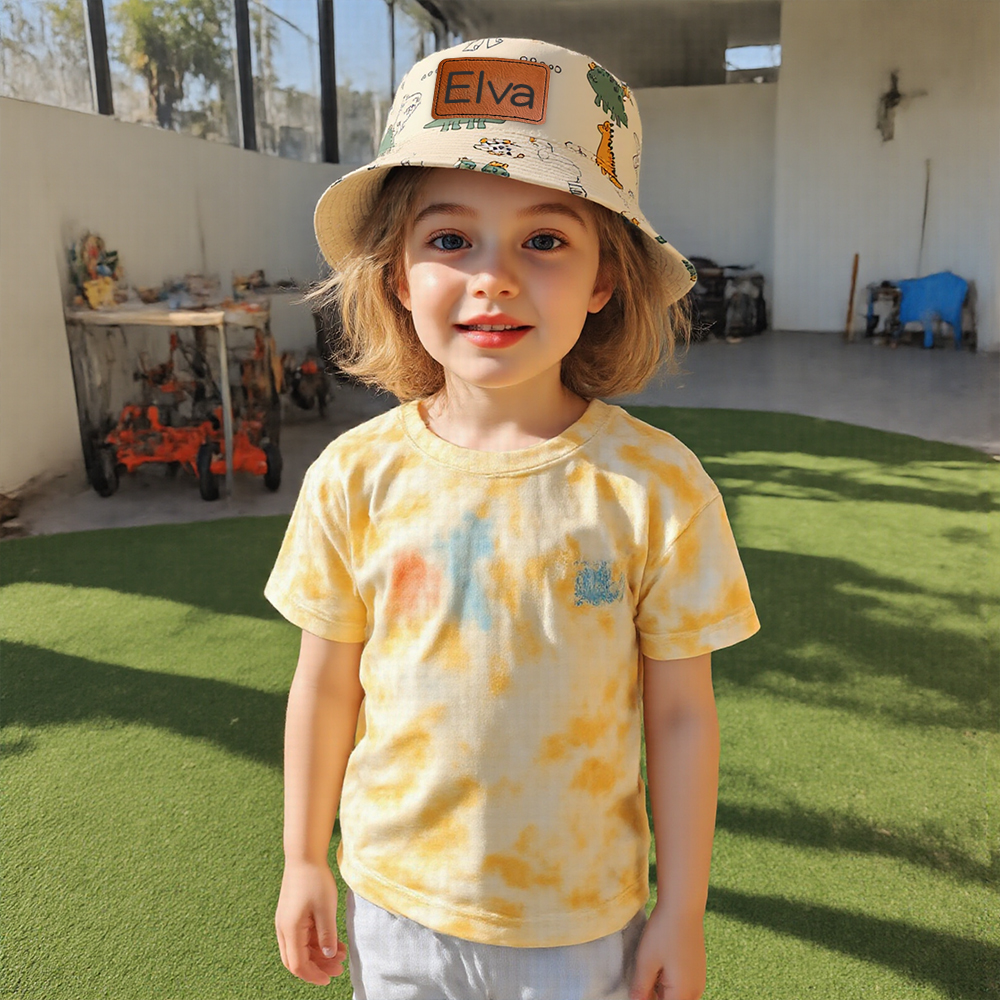 Personalized Leather Patch Dinosaur Bucket Hat for Comfort & Unique | CWBeach169