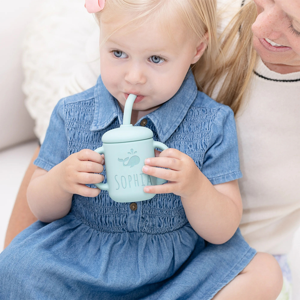 Personalised Baby Food Grade Sippy Silicone Cup | CWBaby5401