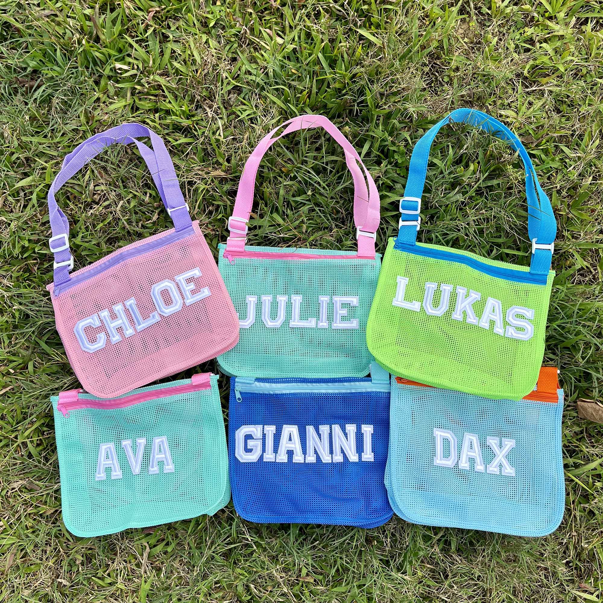 Personalized Seashell Zipper Mesh Beach Bag | CWBeach50
