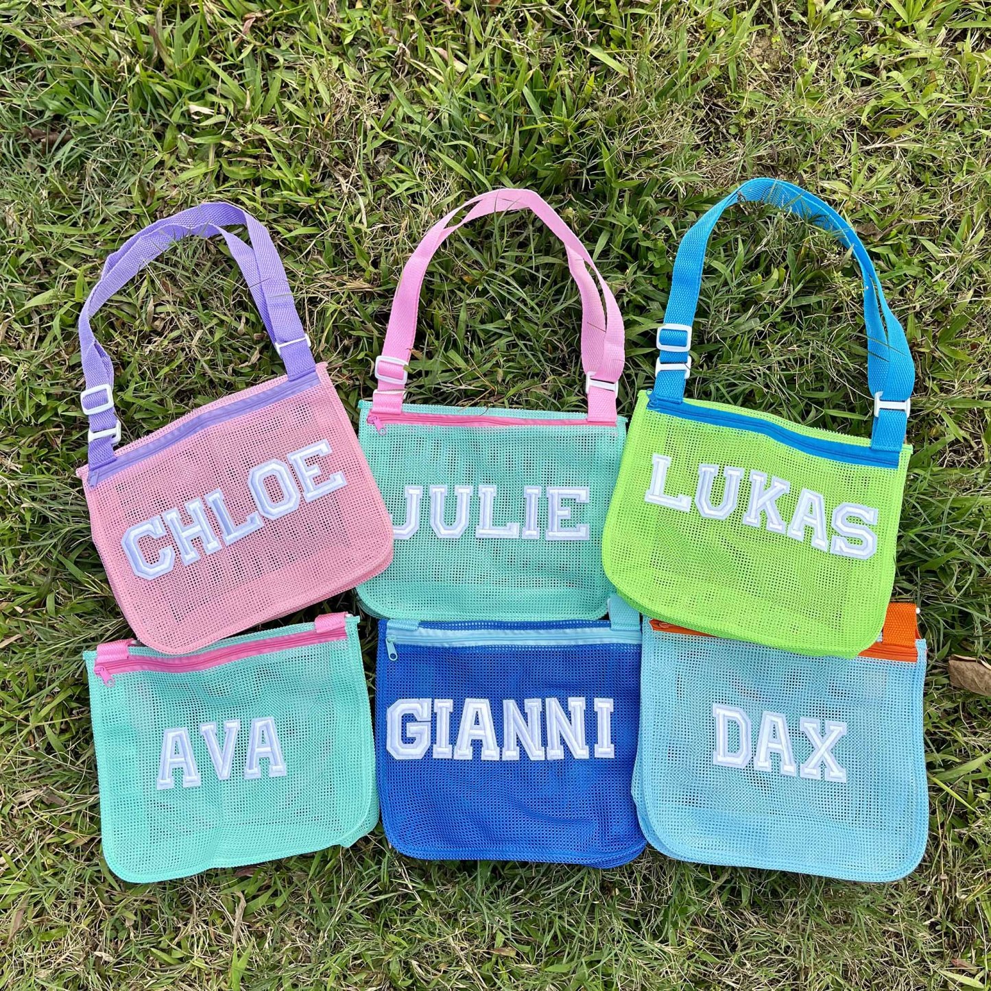 Personalized Seashell Zipper Mesh Beach Bag | CWBeach50
