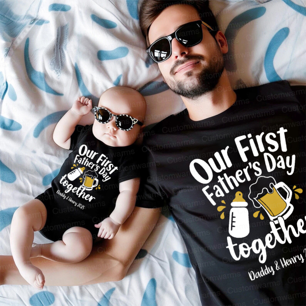 Personalized First Father's Day Daddy and Baby Outfit | CWFamily42