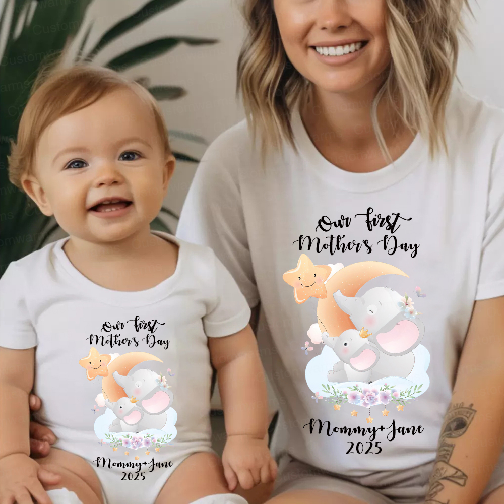 Personalized First Mother's Day Mommy and Baby Outfit | CWFamily41