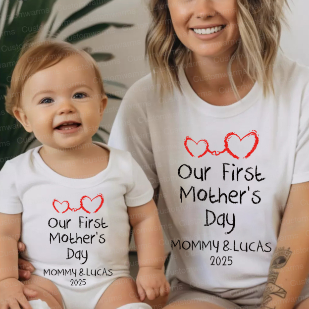 Personalized First Mother's Day Mommy and Baby Outfit | CWFamily44