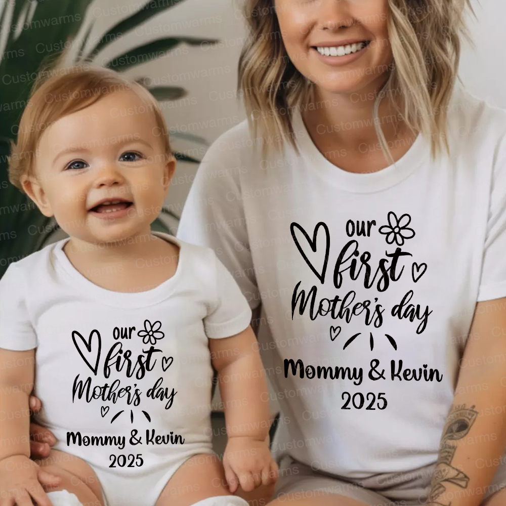 Personalized First Mother's Day Mommy and Baby Outfit | CWFamily45