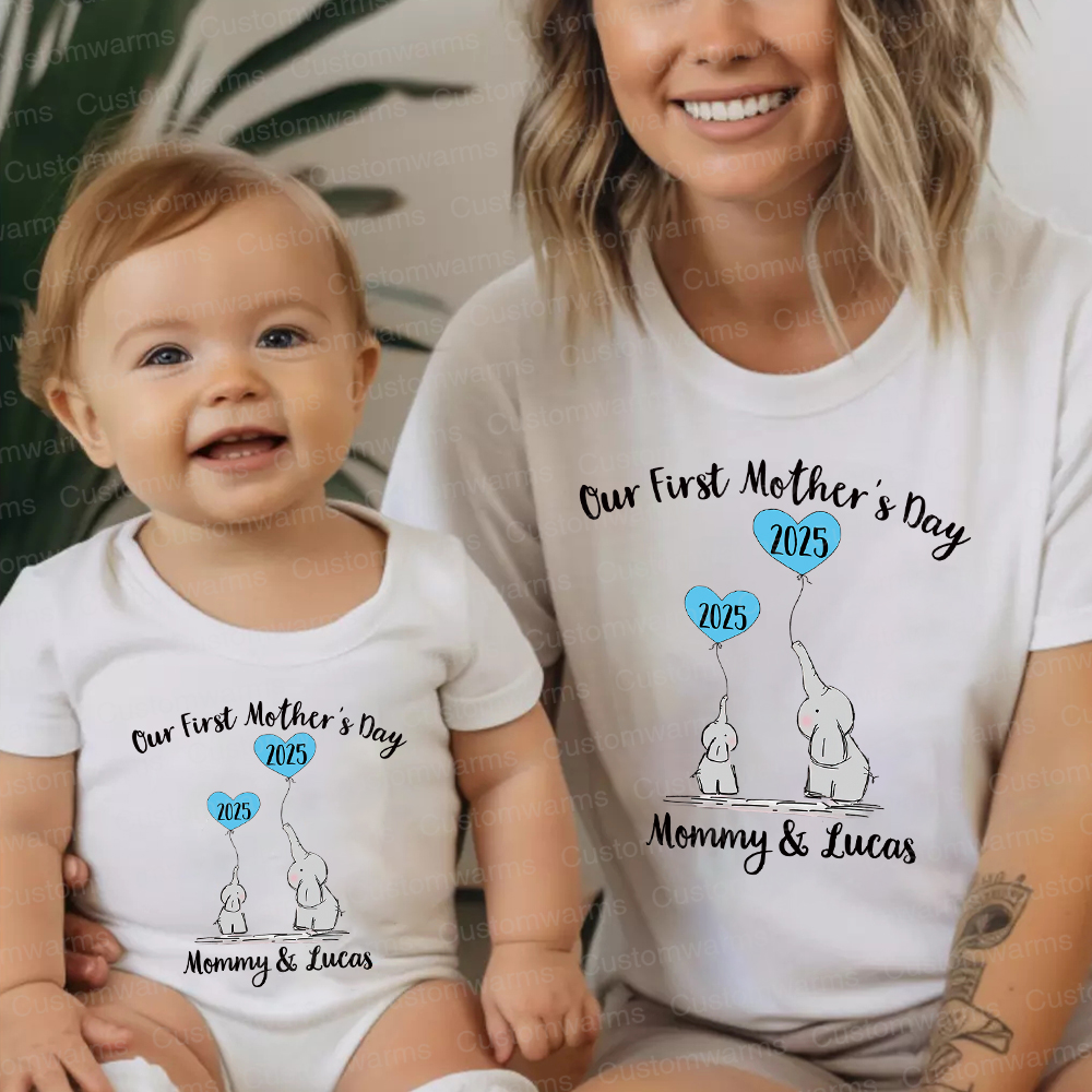 Personalized First Mother's Day Mommy and Baby Outfit | CWFamily48