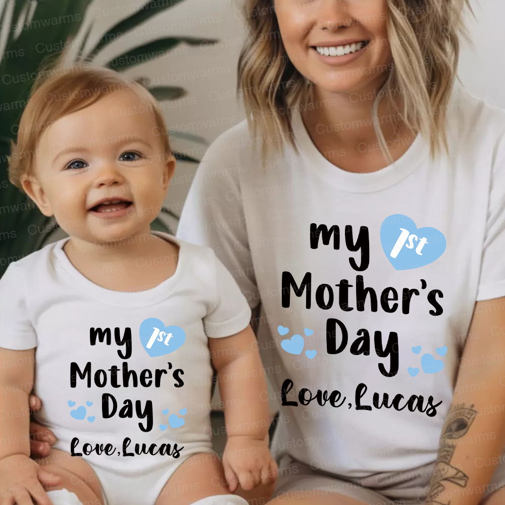 Personalized First Mother's Day Mommy and Baby Outfit | CWFamily49