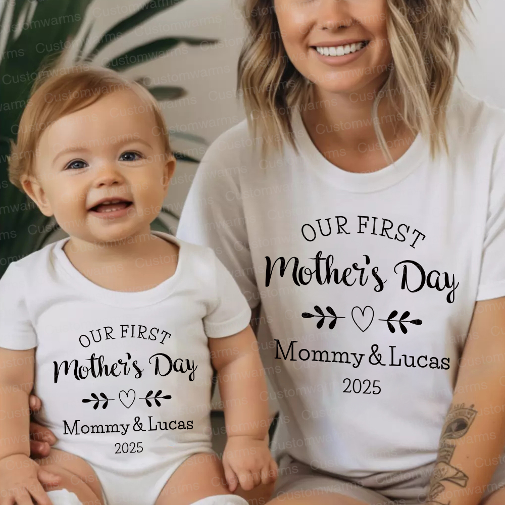 Personalized First Mother's Day Mommy and Baby Outfit | CWFamily50
