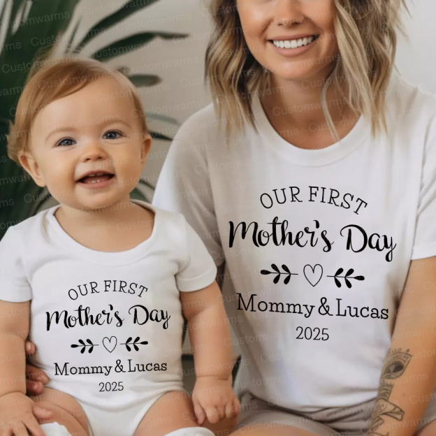 Personalized First Mother's Day Mommy and Baby Outfit | CWFamily50