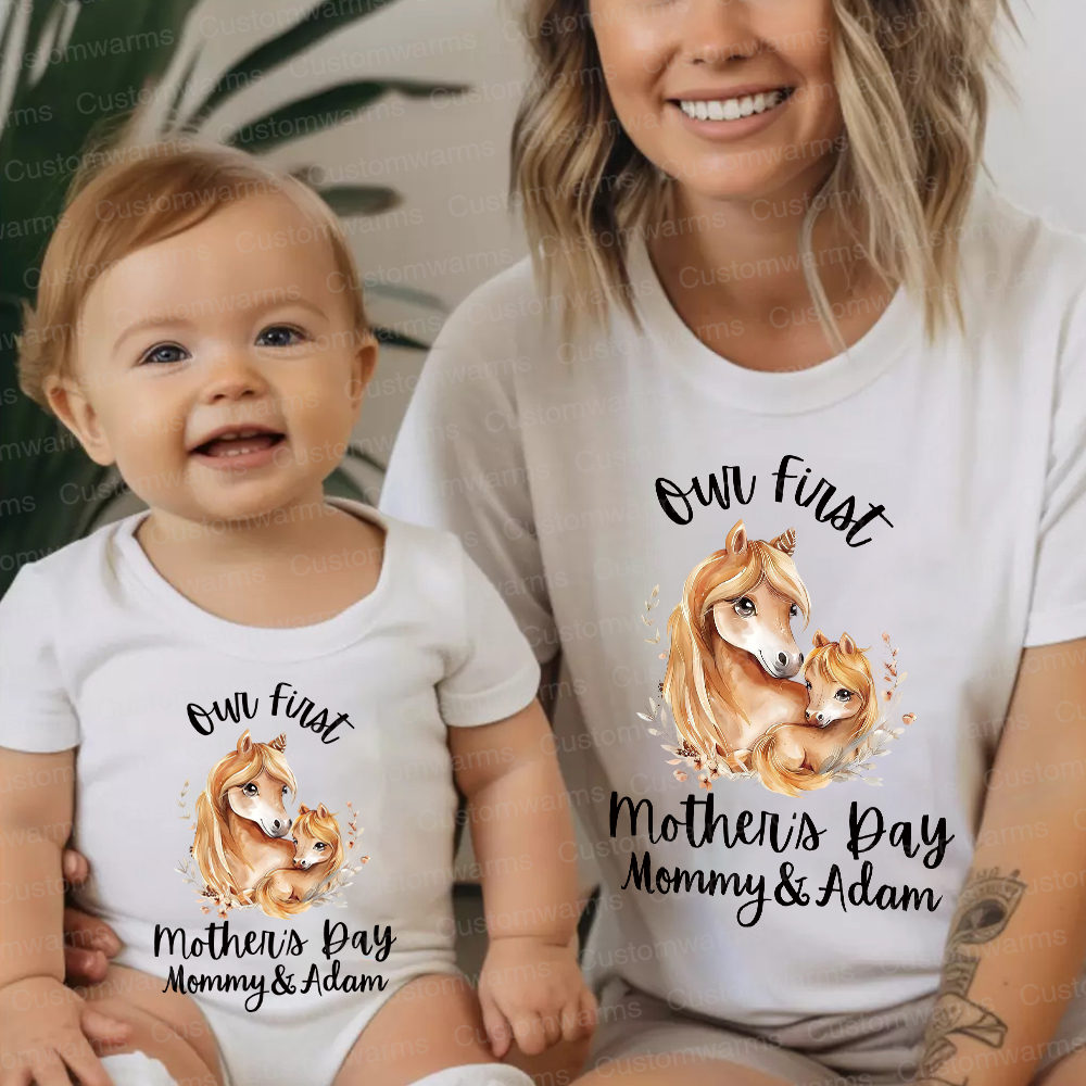 Personalized First Mother's Day Mommy and Baby Outfit | CWFamily51