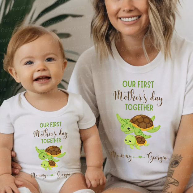 Personalized First Mother's Day Mommy and Baby Outfit | CWFamily46