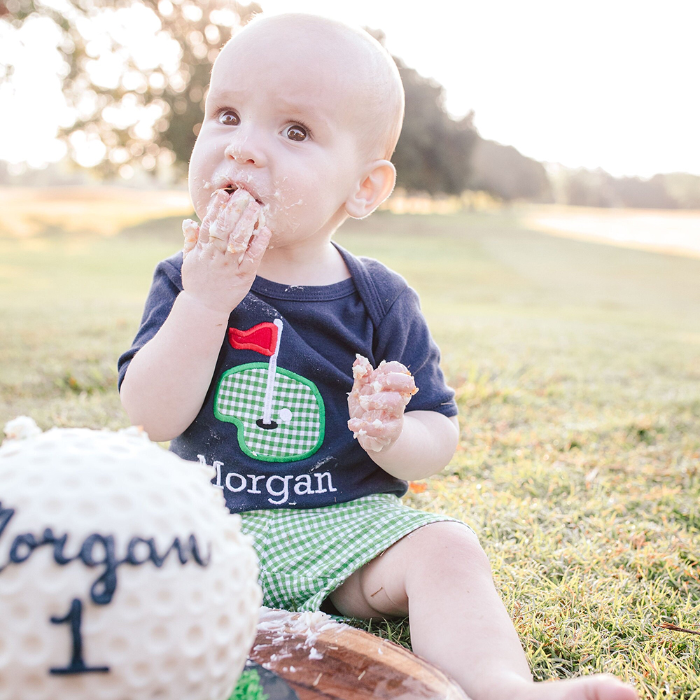 Personalized Baby Monogrammed Golf Applique Romper and Shorts Set | CWBaby209