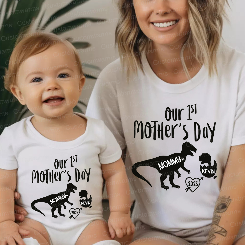Personalized First Mother's Day Mommy and Baby Outfit | CWFamily55