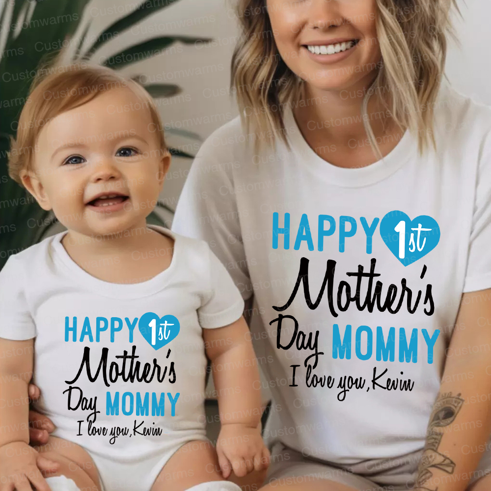 Personalized First Mother's Day Mommy and Baby Outfit | CWFamily56