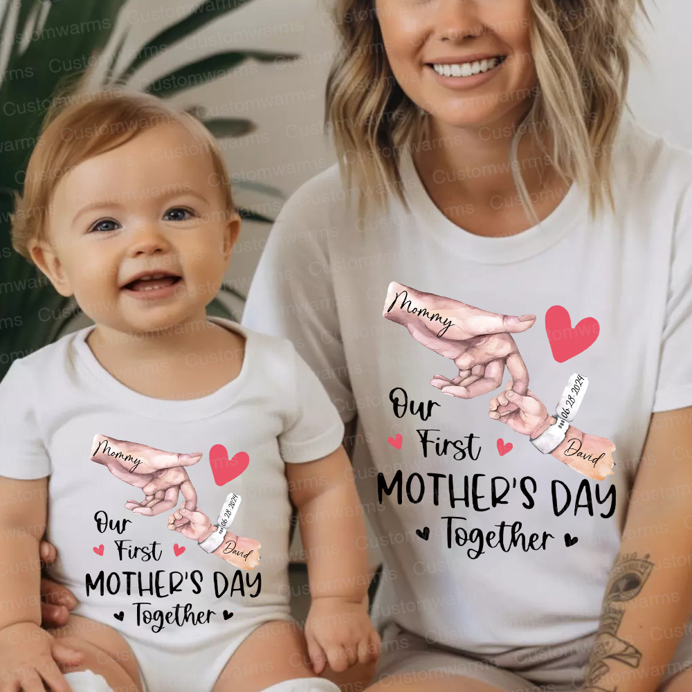 Personalized First Mother's Day Mommy and Baby Outfit | CWFamily57