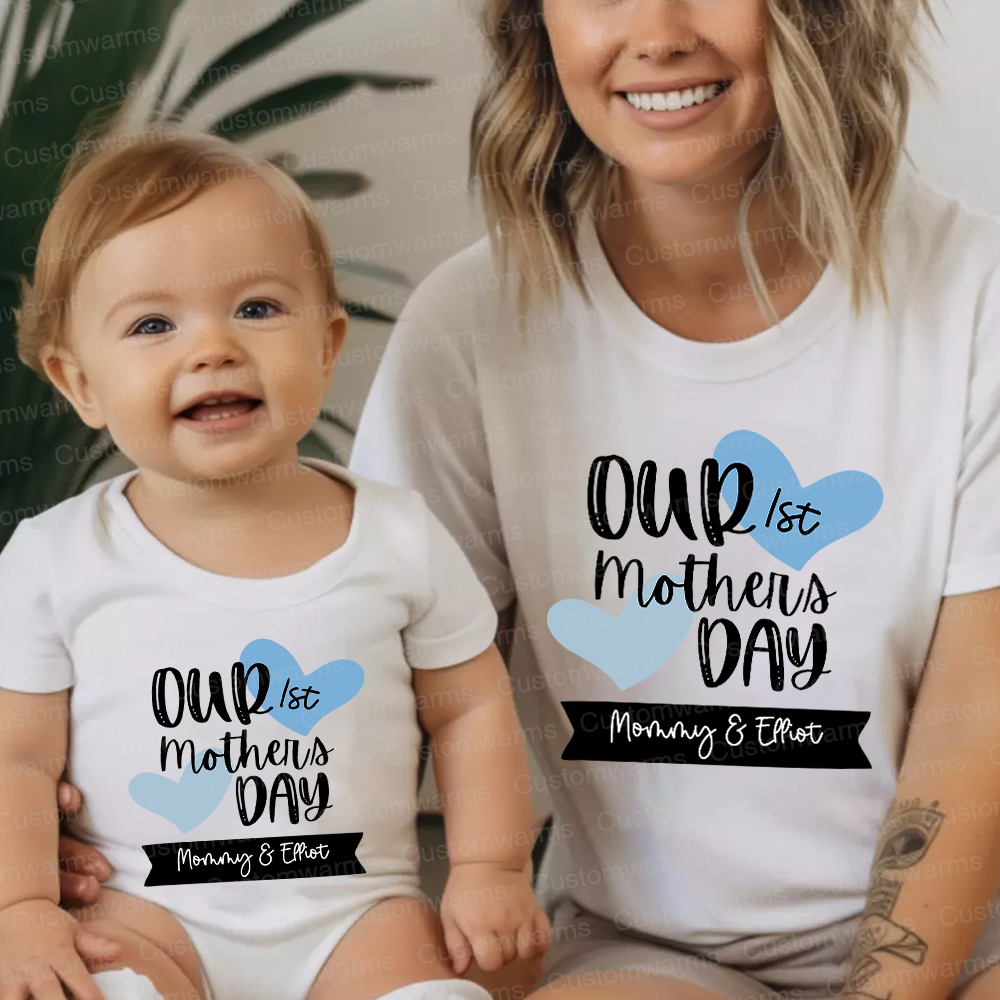 Personalized First Mother's Day Mommy and Baby Outfit | CWFamily58