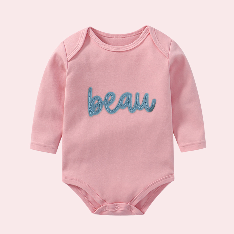 Personalized Hand-Embroidered Baby Cozy Soft Romper | inRomper21