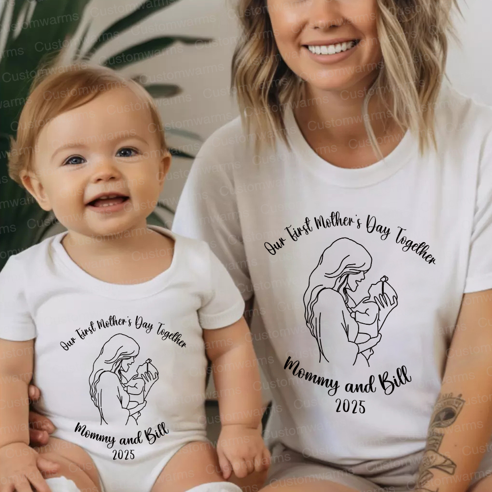 Personalized First Mother's Day Mommy and Baby Outfit | CWFamily61