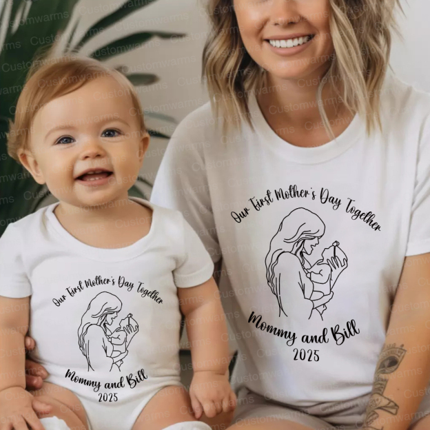 Personalized First Mother's Day Mommy and Baby Outfit | CWFamily61