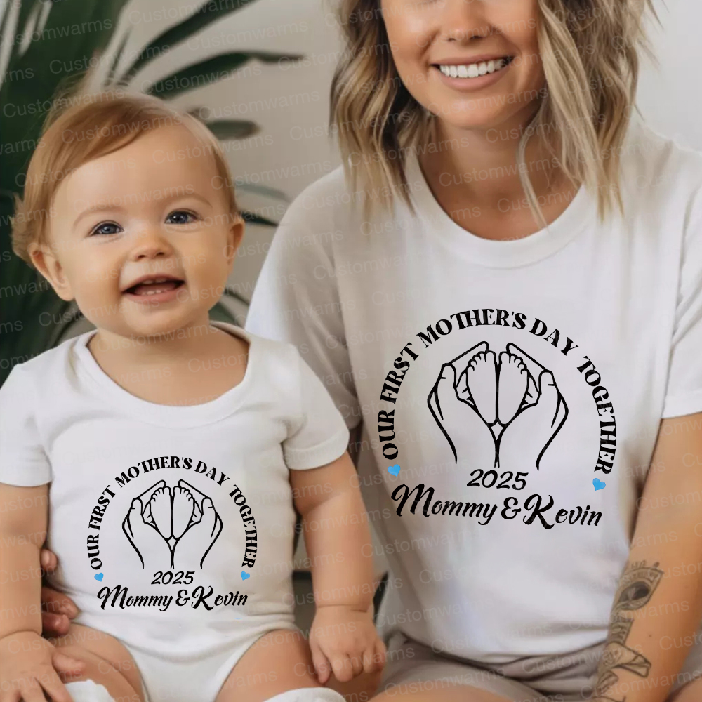 Personalized First Mother's Day Mommy and Baby Outfit | CWFamily63