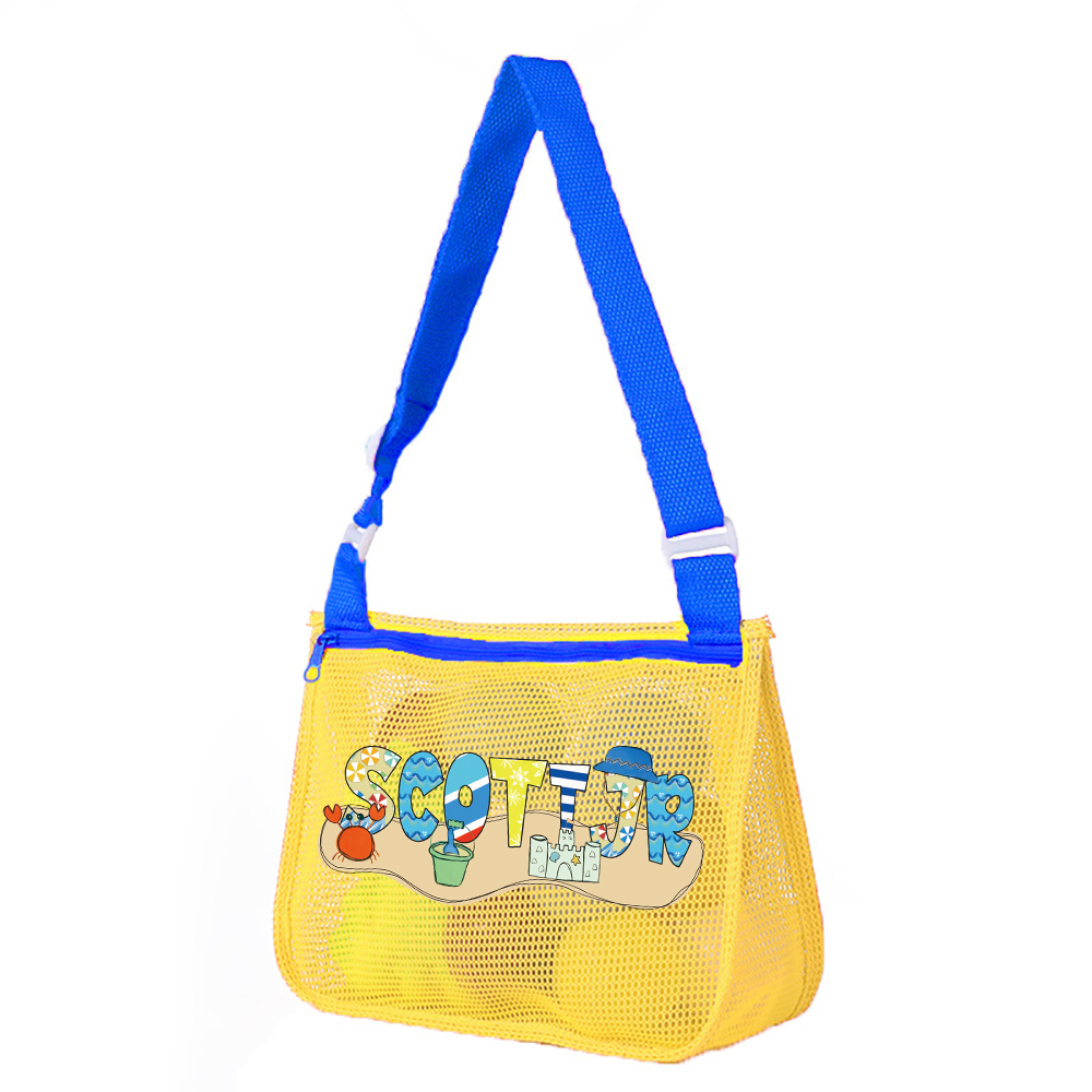 Personalized Seashell Zipper Mesh Beach Bag | CWBeach189