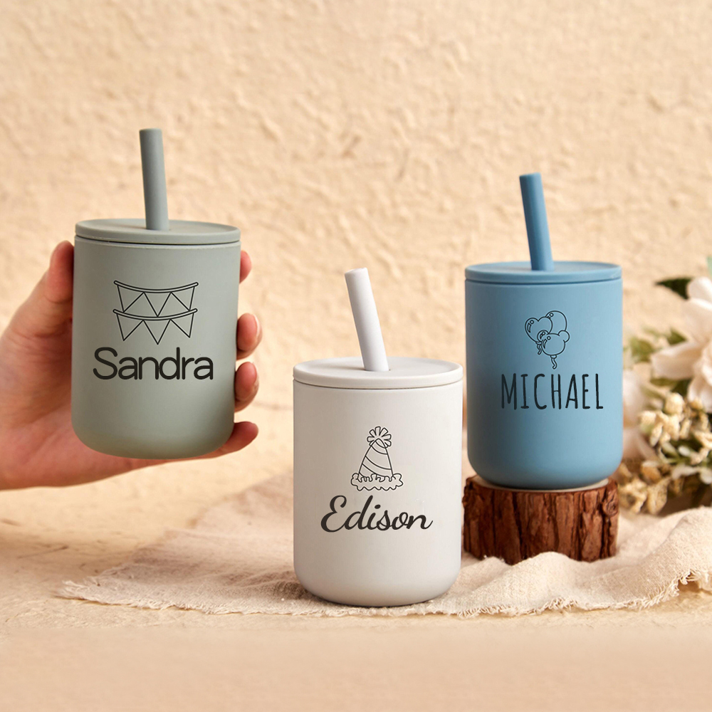 Personalised Baby Food Grade Sippy Silicone Cup  | CWBaby213