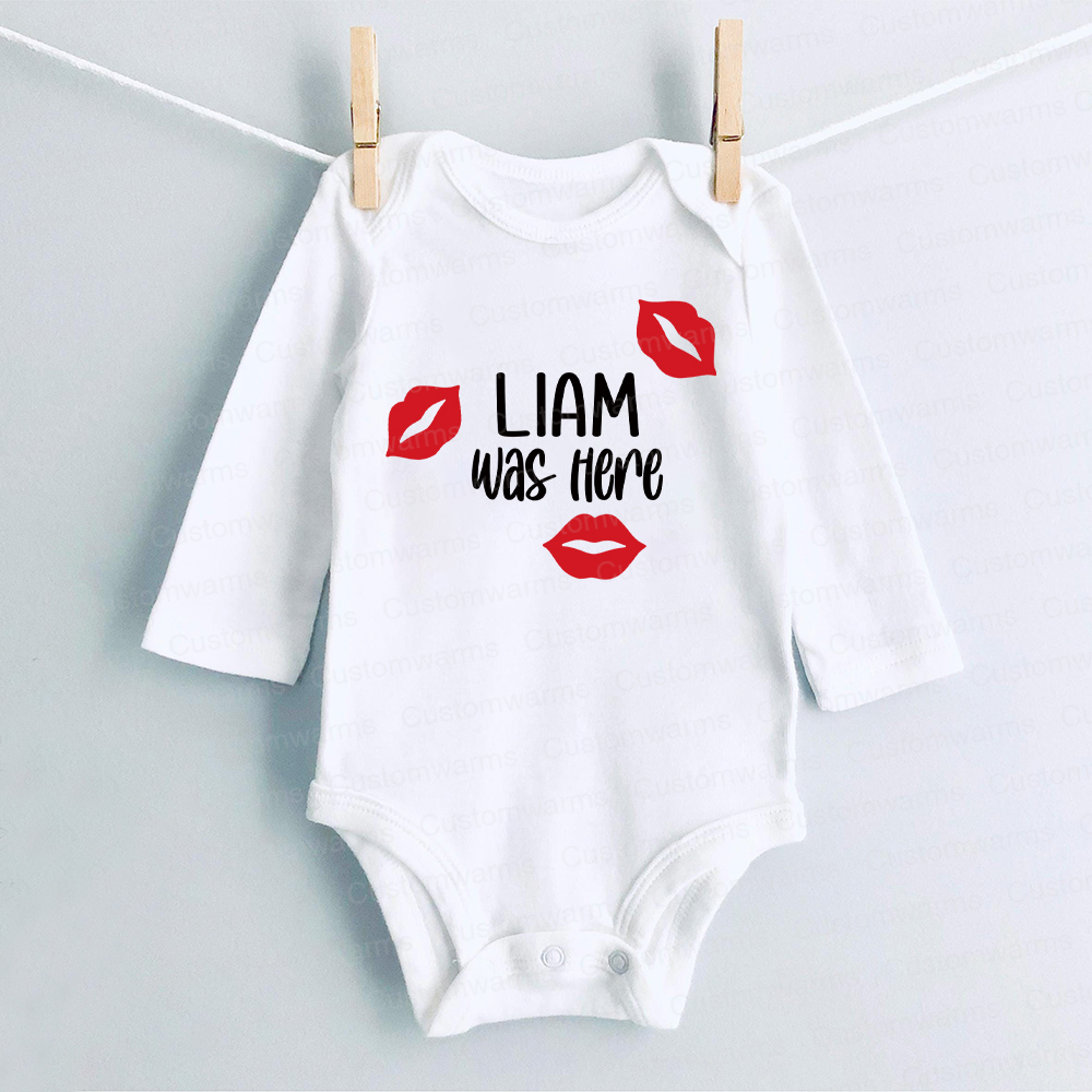 Personalized Baby I Was Here Kisses Romper | CWBaby215
