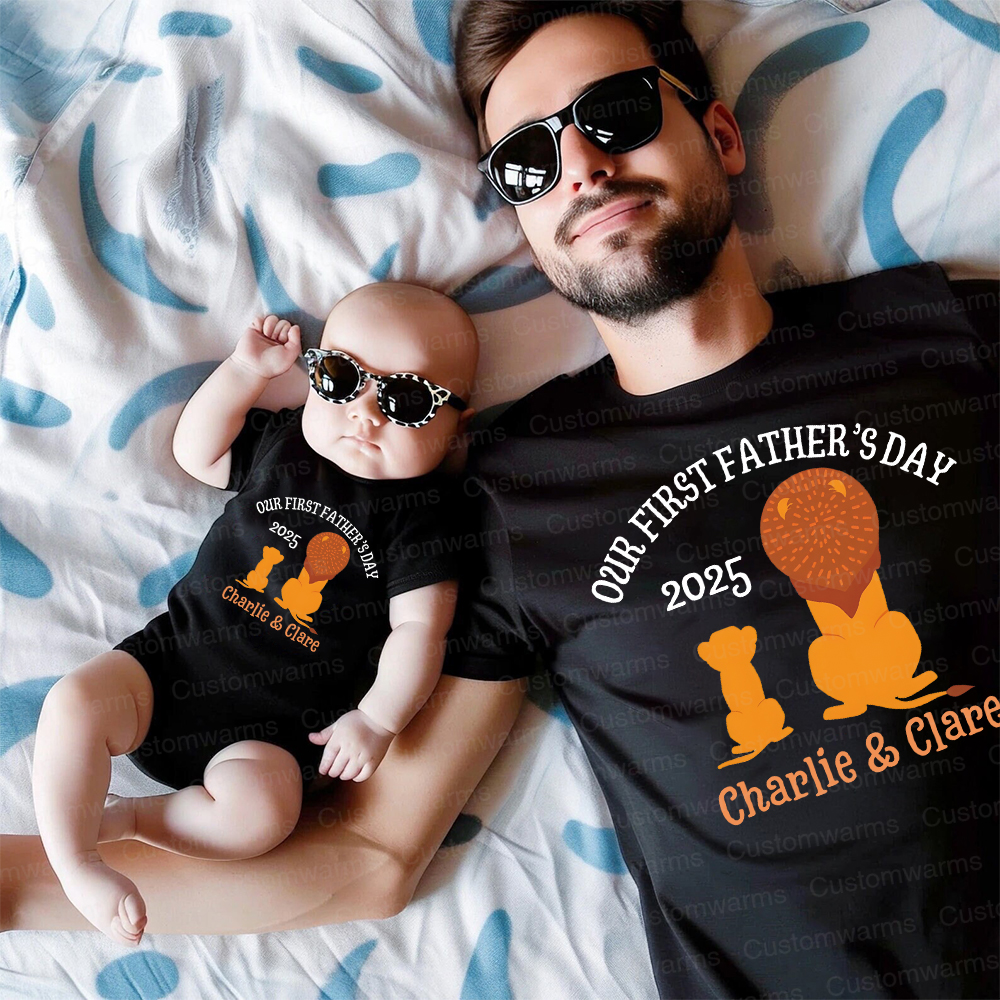 Personalized First Father's Day Daddy and Baby Outfit | CWFamily65