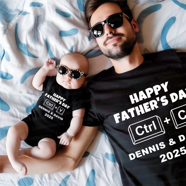 Personalized First Father's Day Daddy and Baby Outfit | CWFamily71