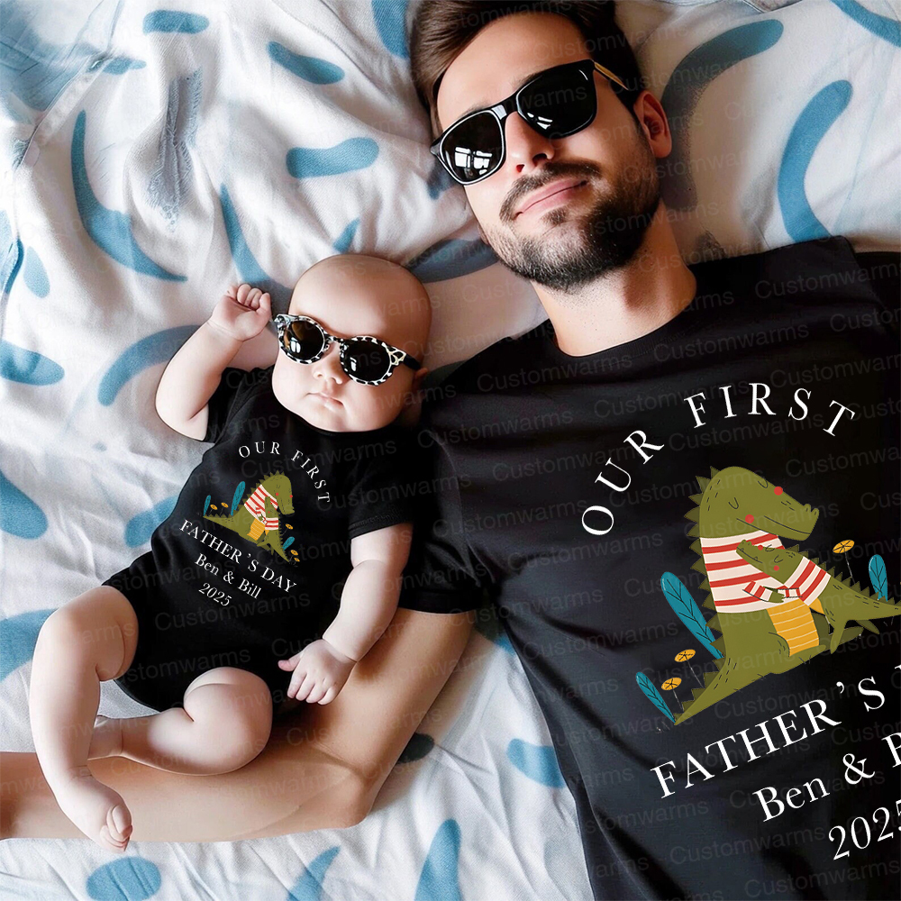 Personalized First Father's Day Daddy and Baby Outfit | CWFamily72