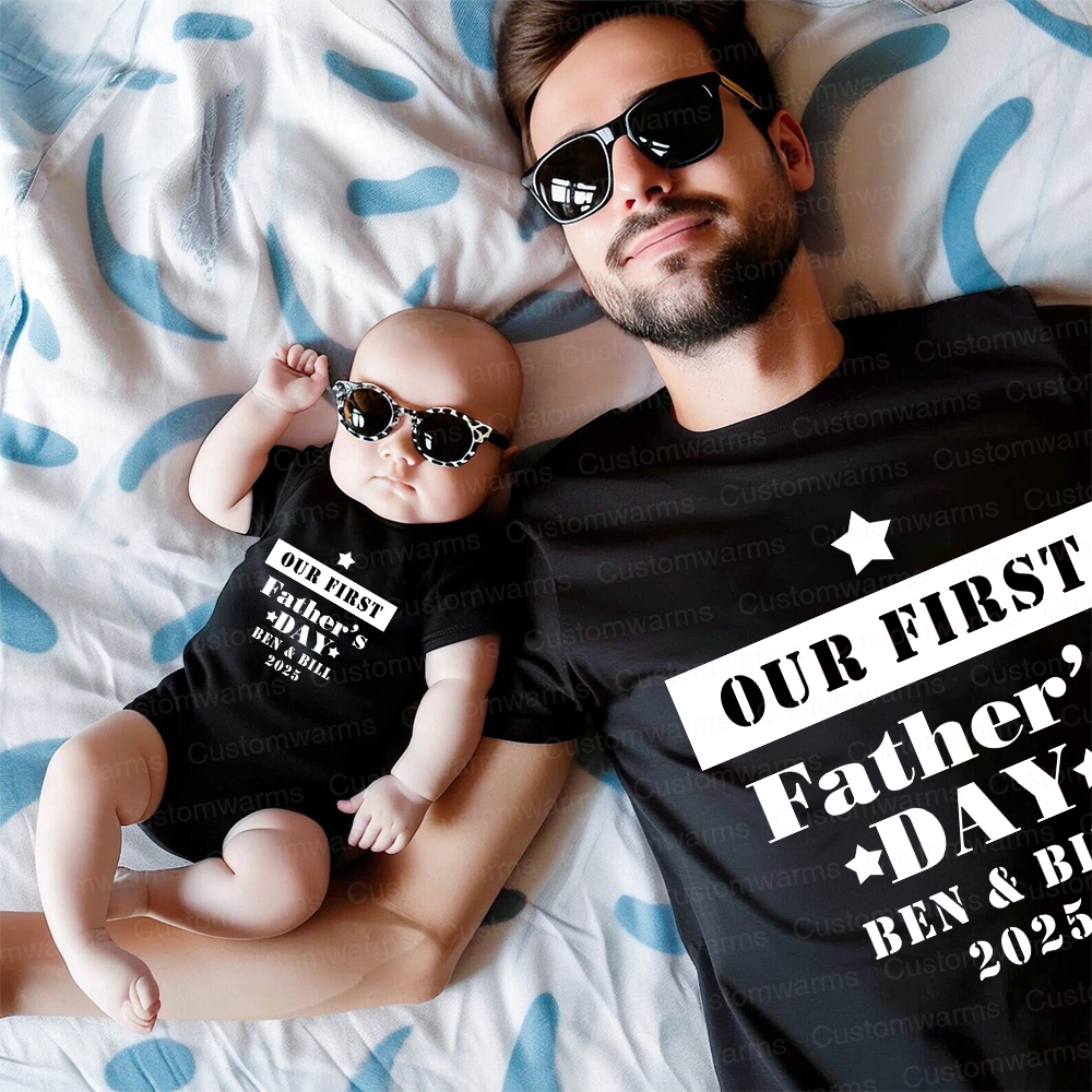 Personalized First Father's Day Daddy and Baby Outfit | CWFamily73
