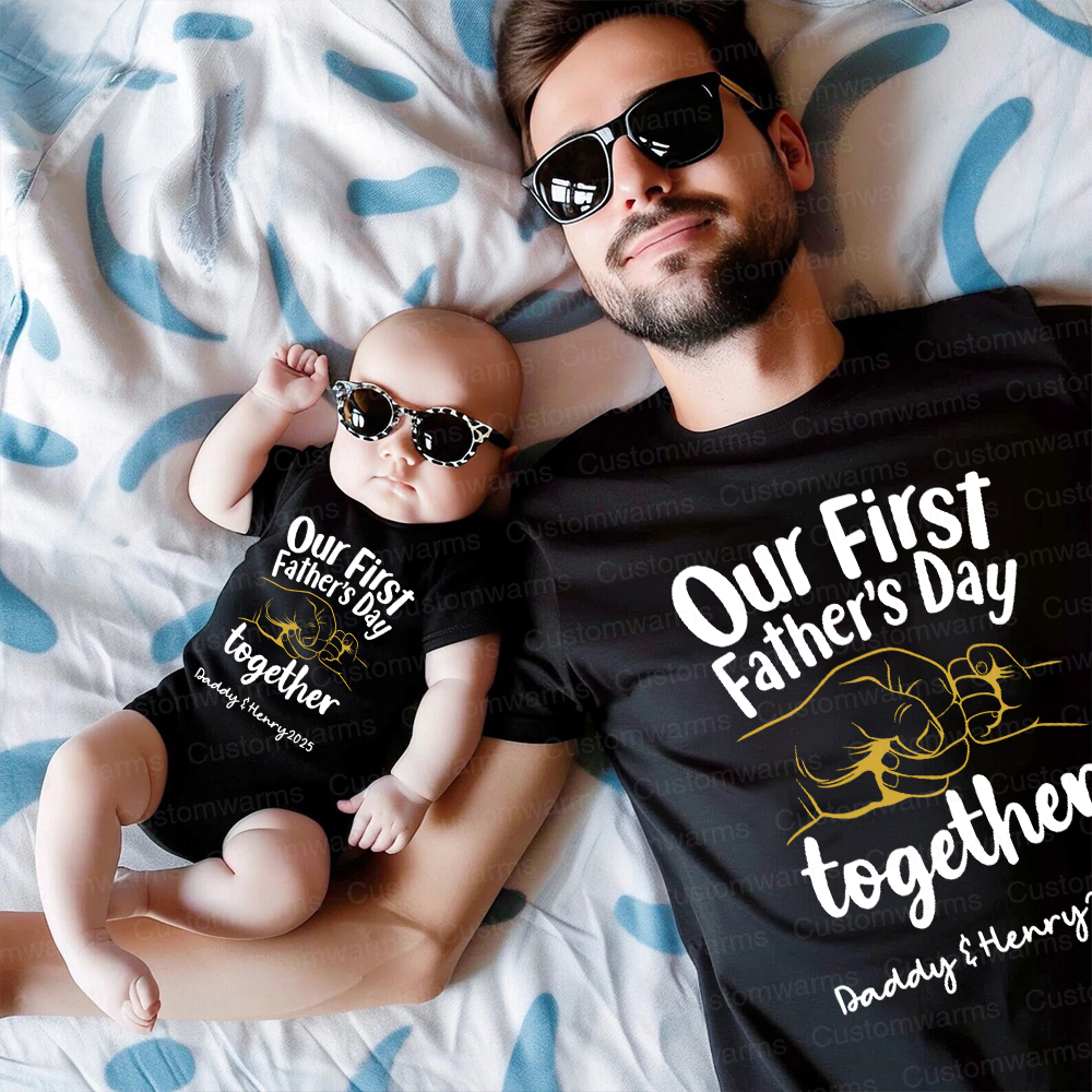 Personalized First Father's Day Daddy and Baby Outfit | CWFamily74