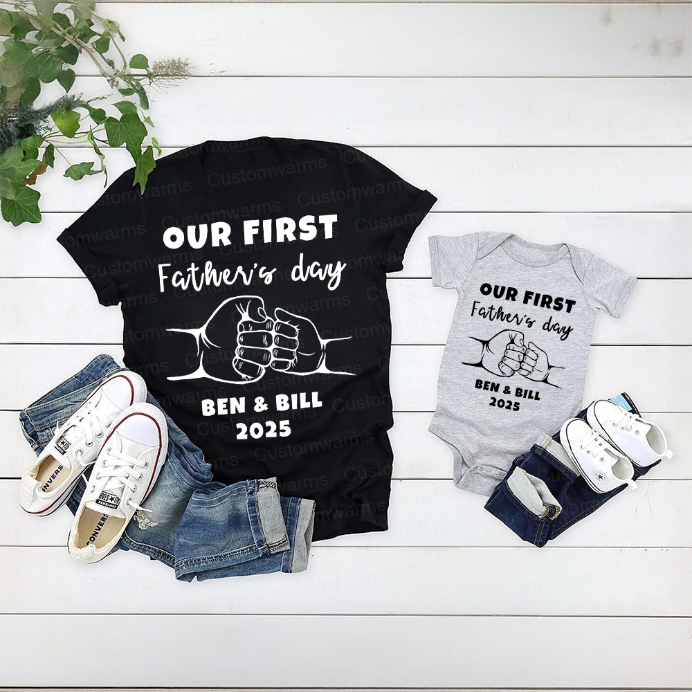 Personalized First Father's Day Daddy and Baby Outfit | CWFamily67